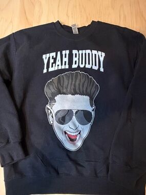 Jersey Shore DJ Pauly D Yeah Buddy Black Graphic Crewneck Sweater